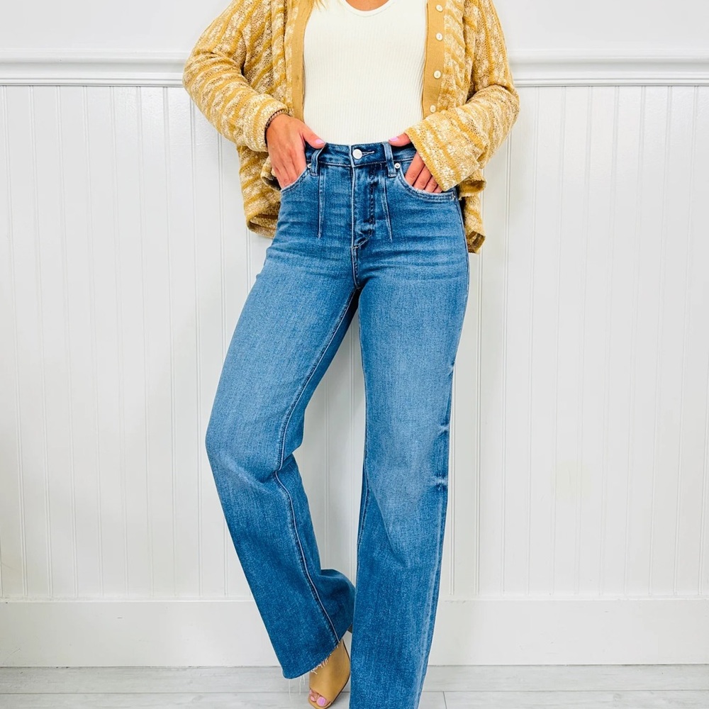 Elegant Blue Wide Leg Women's Jeans